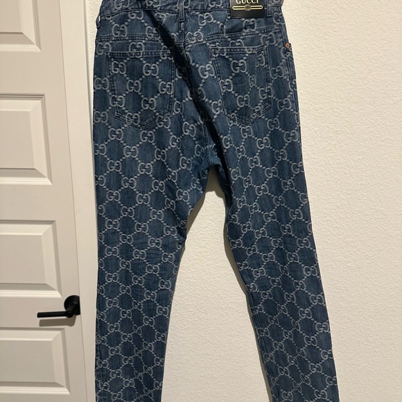 Authentic Gucci Denim Jeans with All-Over GG Monogram in Blue - Picture 2 of 5